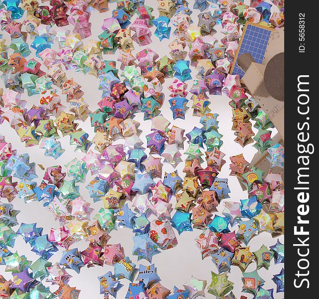 Colored Paper Stars Scatter Mirror