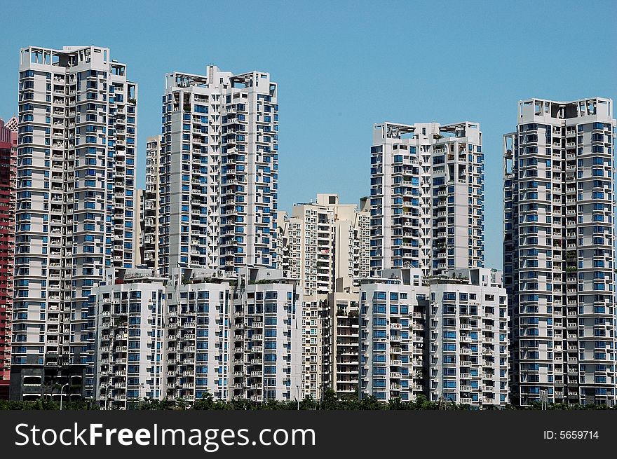 China, Guangdong province, Shenzhen city. Modern residential area in Futian.