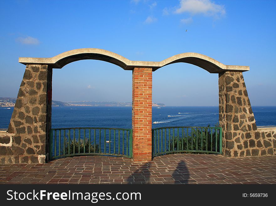 Arches in front of sea in Naples - Italy