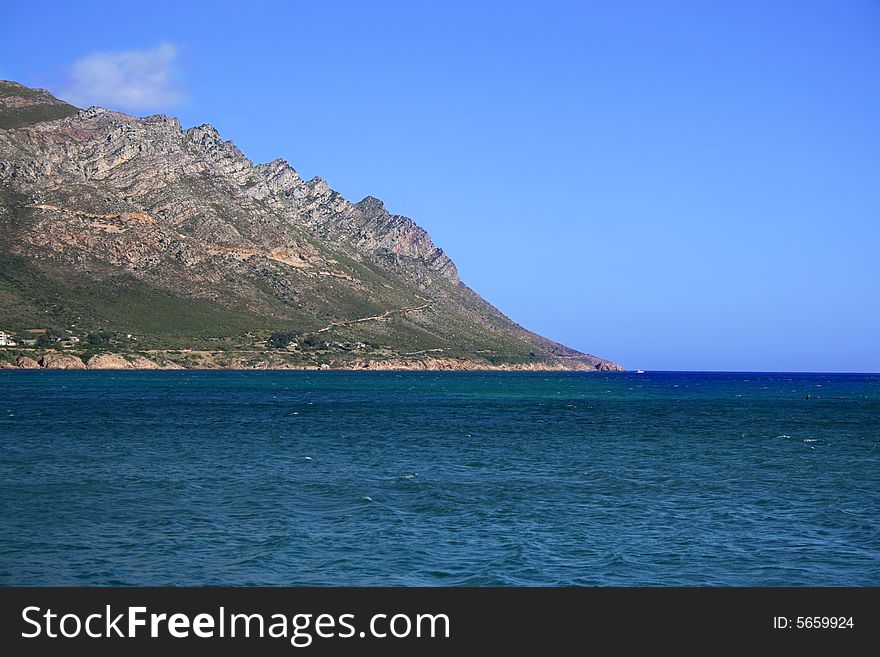 Blue sky and mountain at Gordons Bay, South Africa