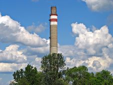 Chimney , Clouds And Tree Royalty Free Stock Images
