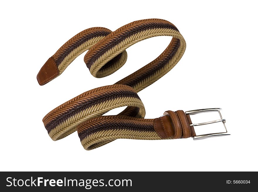 Convolute brown belt with buckle