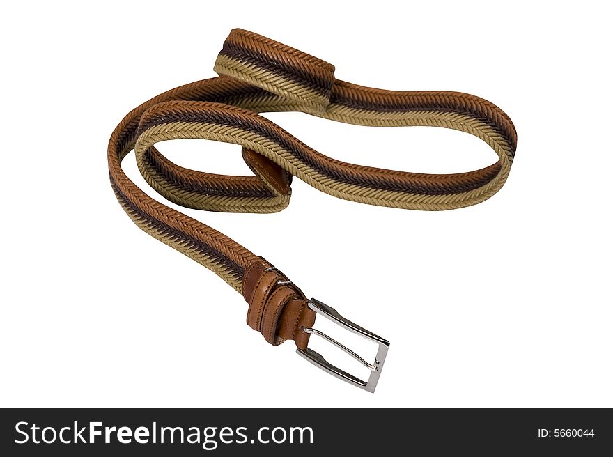 Convolute Brown Belt With Buckle And Snake End