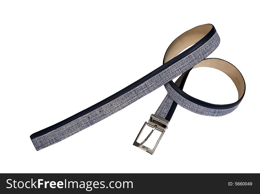 Convolute grey belt with texture isolated on white background