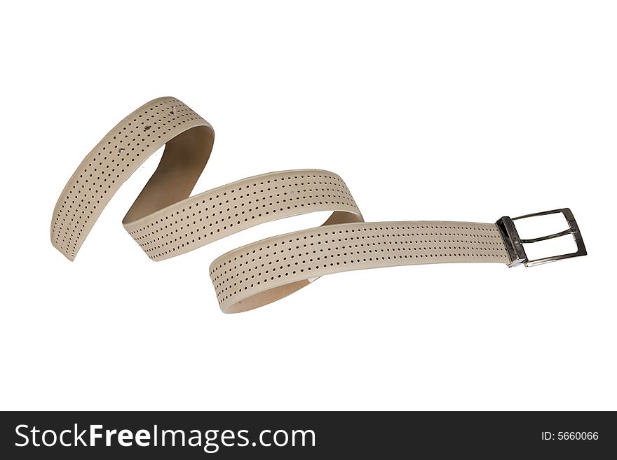 Yellow belt with perforations isolated on white background
