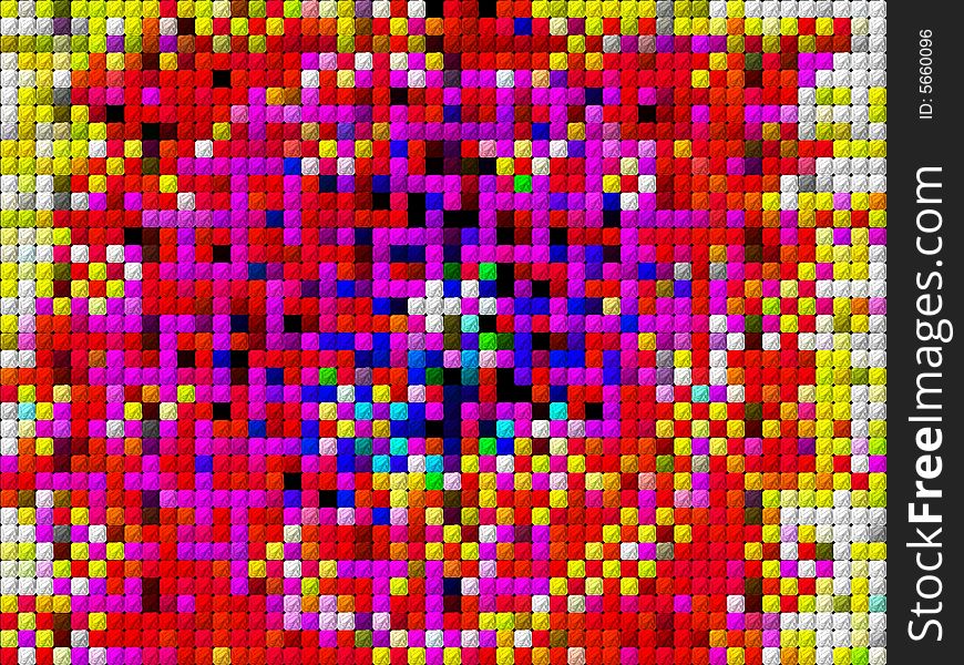 An abstract pattern of colorful squares.