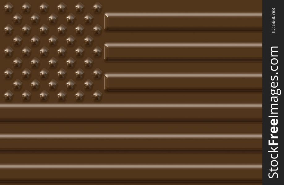 Milk chocolate  USA flag illustration. Milk chocolate  USA flag illustration