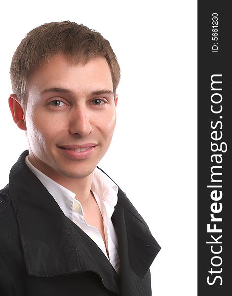 Young casual man, posing - isolated in white background