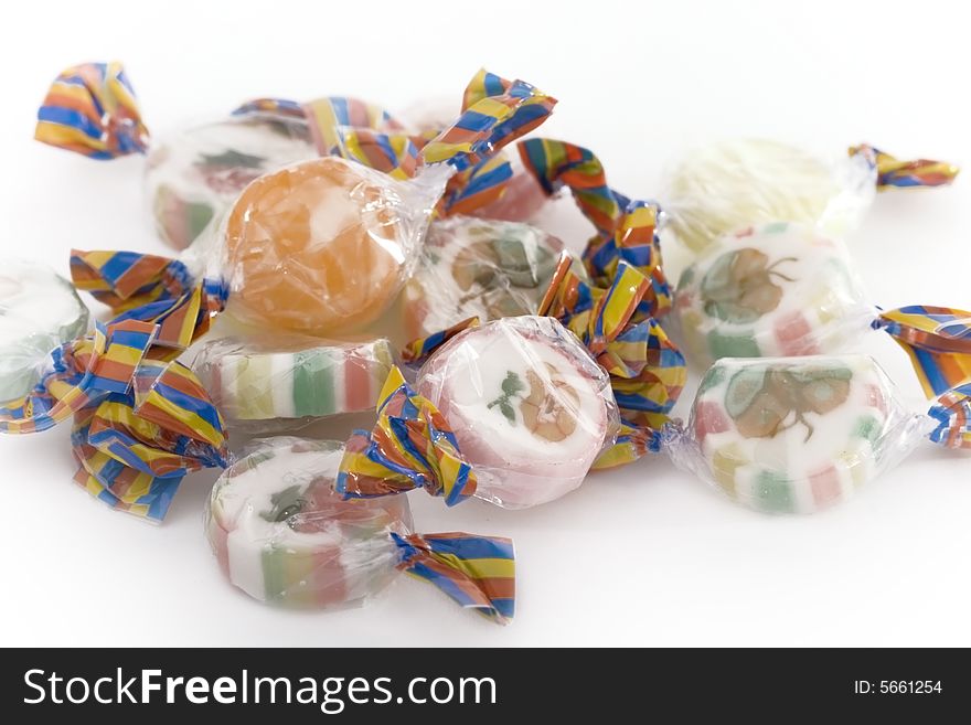 Colorful candies isolated on white background