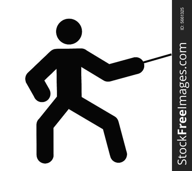 Logo of fencing, black silhouette of a man with a foil