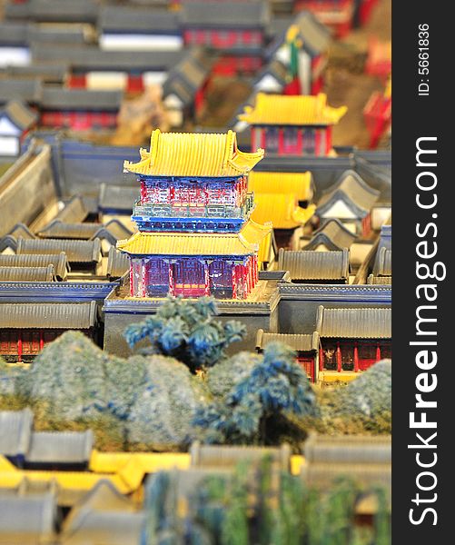 Chinese ancient building， model of traditional building. Chinese ancient building， model of traditional building