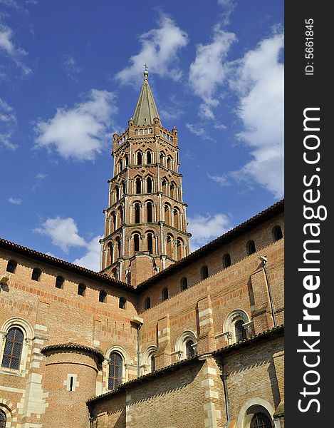 The belfry of the Church Saint Sernin in Toulouse. The belfry of the Church Saint Sernin in Toulouse