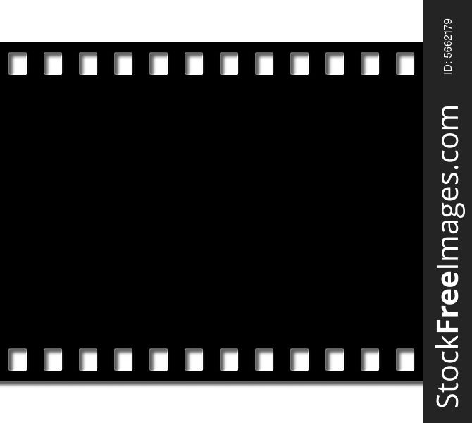 The black-and-white photographic film,  Isolated, the illustration 3D