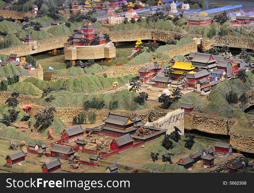 Chinese ancient building， model of traditional building， castle bastile， palace. Chinese ancient building， model of traditional building， castle bastile， palace