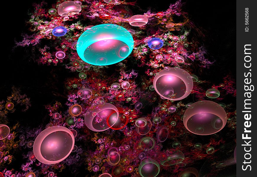 An abstract 3d rendering of a swarm of jellyfish