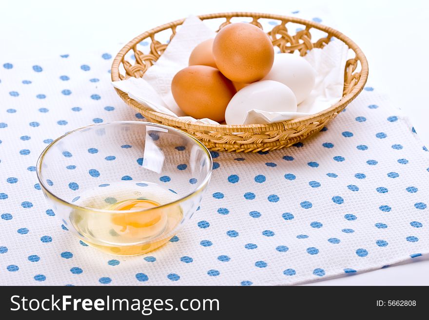 Food series: brown and white eggs in the bowl