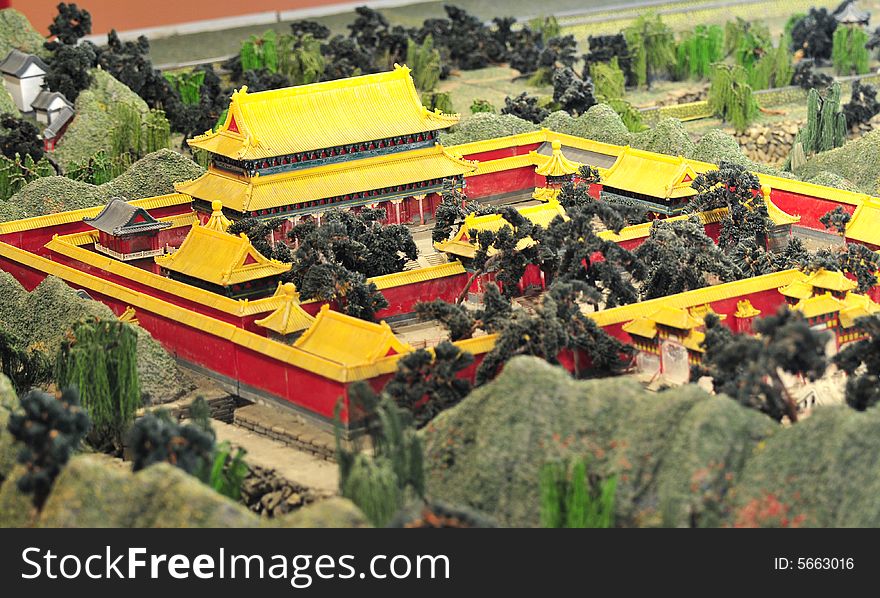 Chinese ancient building， model of traditional building， castle bastile， palace. Chinese ancient building， model of traditional building， castle bastile， palace
