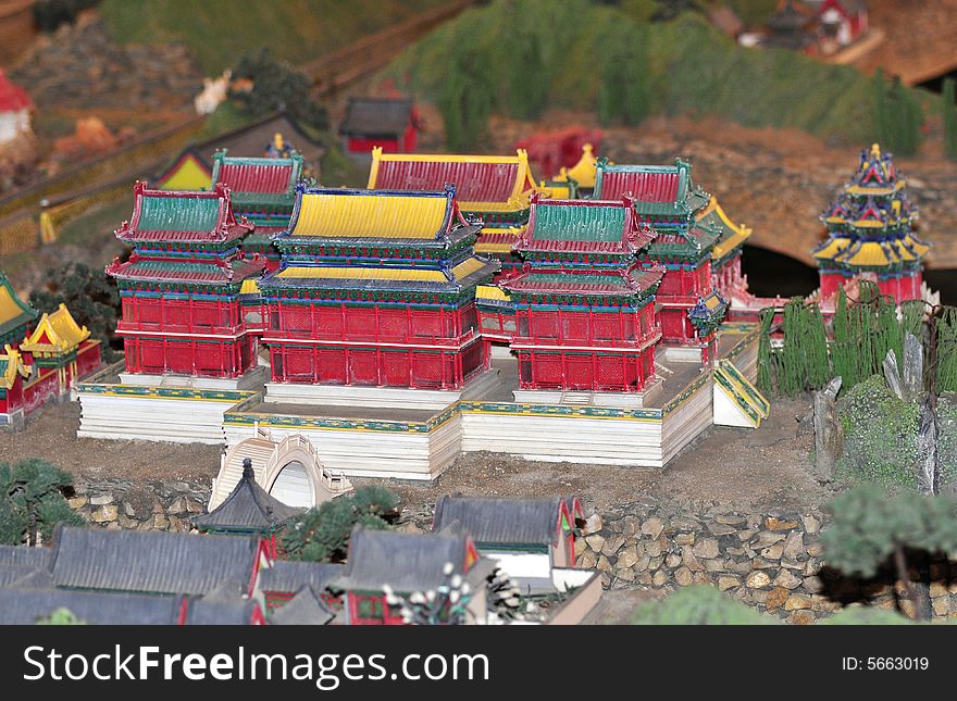 Chinese ancient building， model of traditional building， castle bastile，royal palace. Chinese ancient building， model of traditional building， castle bastile，royal palace