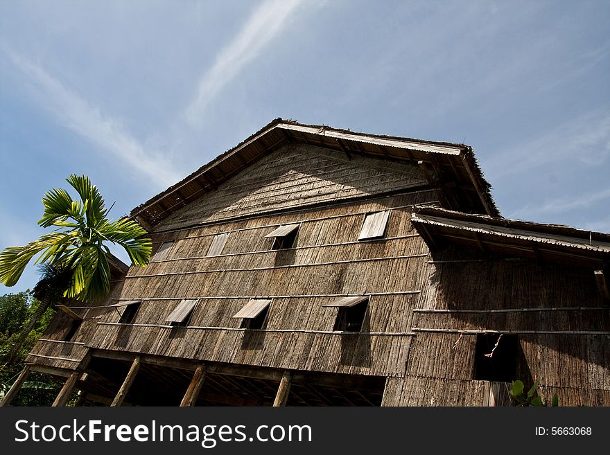 a longhouse in sarawak  (bornio )