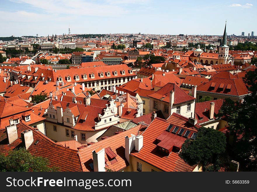The view of the Mala Strana and Old Town in Prague, Czech republic