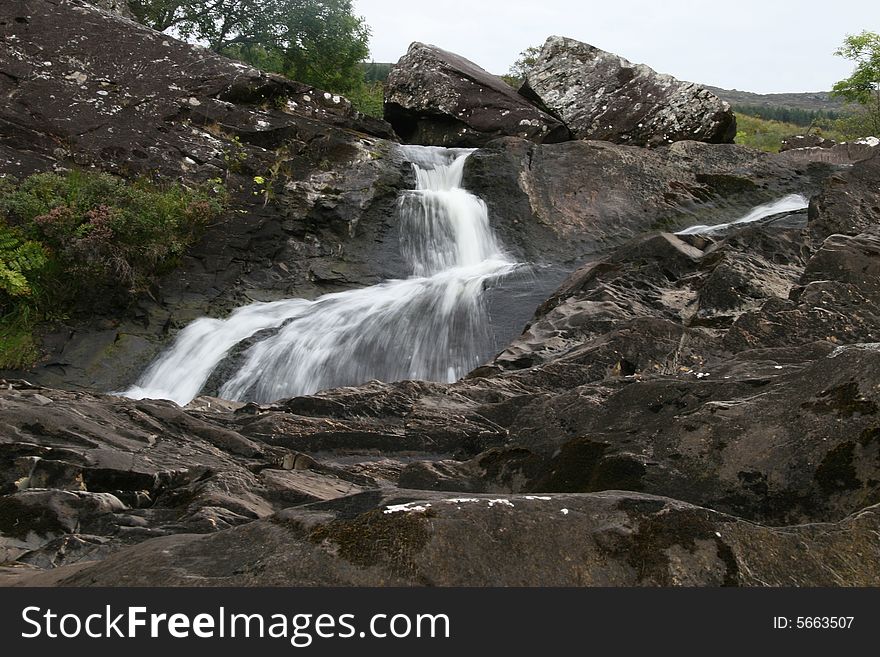 Waterfall in the black valley in ireland
