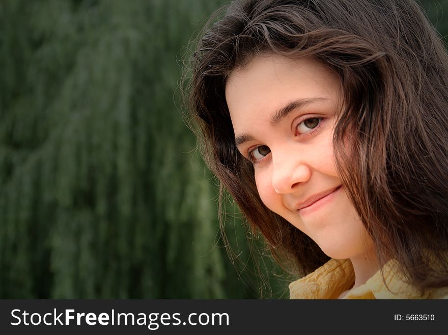 Young teen girl smiling with bright eyes. Young teen girl smiling with bright eyes