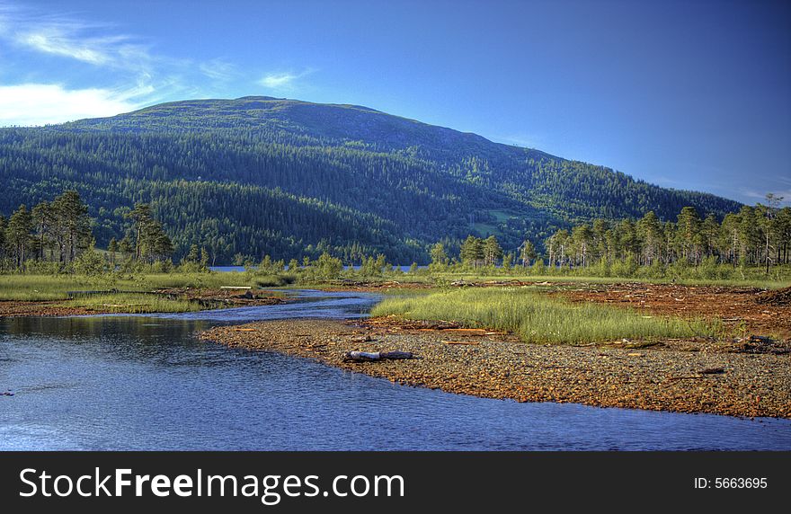 Beautiful norwegian landscape at summertime.