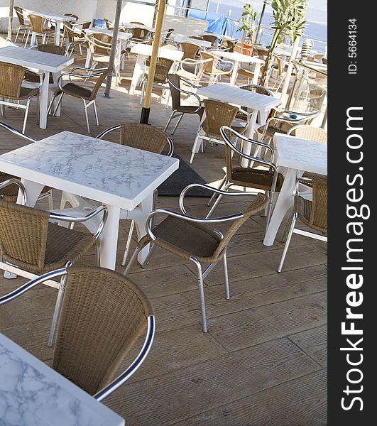 Chairs and tables in hotel court