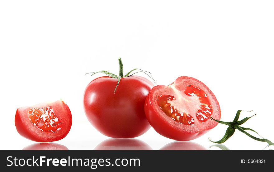 View of nice big red tomatoes  on white background. View of nice big red tomatoes  on white background