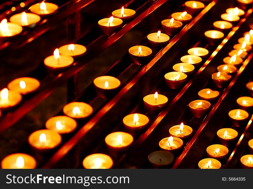 Candles in St. Stephen church in Vienna, Austria