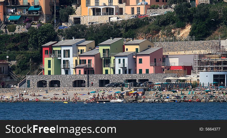 Harbour-side shot of Portovenere, Italy, .