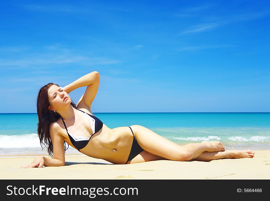 View of a nice  young female in tropical environment. View of a nice  young female in tropical environment