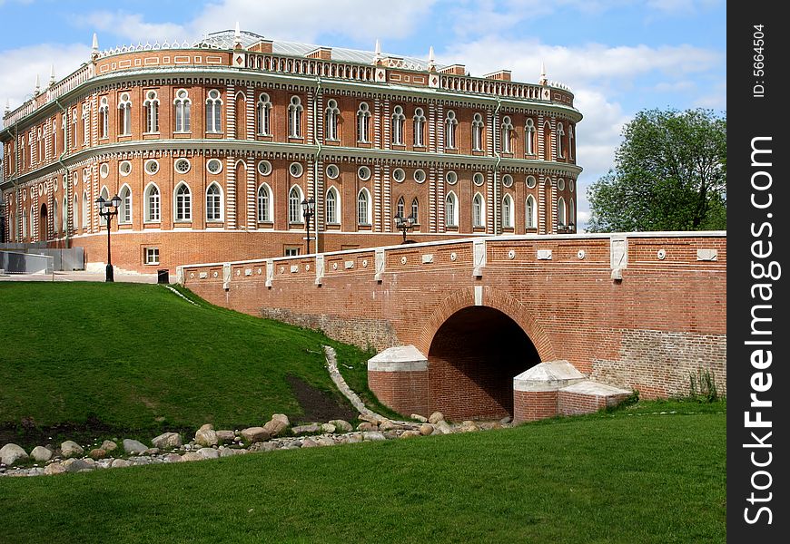 Palace with bridge in Tsaritsyno park, Moscow, Russia. Palace with bridge in Tsaritsyno park, Moscow, Russia