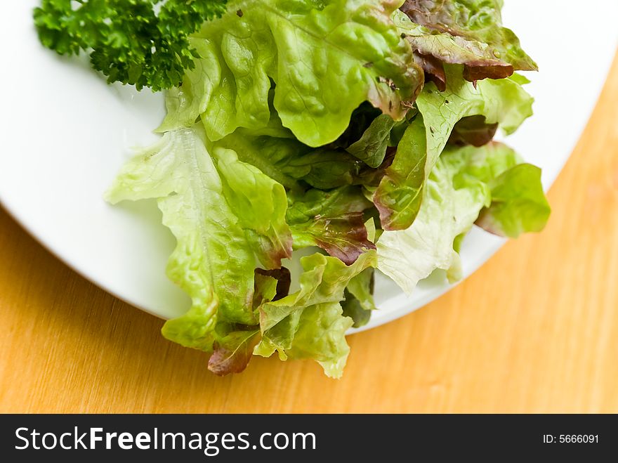 Lettuce On The Plate.close Up