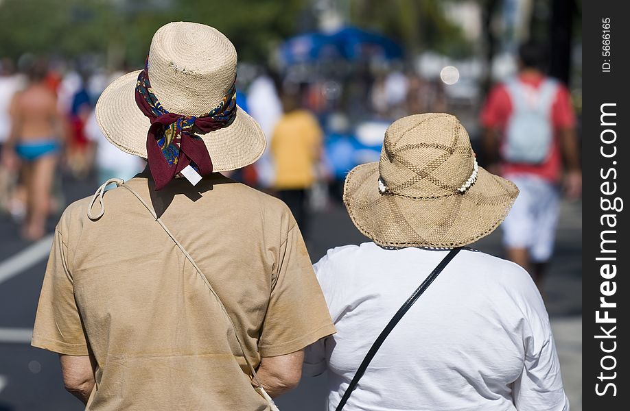 Two old brazilian women walking at street. Two old brazilian women walking at street