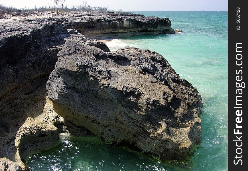 The coastline erosion in Freeport on Grand Bahama Island, The Bahamas. The coastline erosion in Freeport on Grand Bahama Island, The Bahamas.