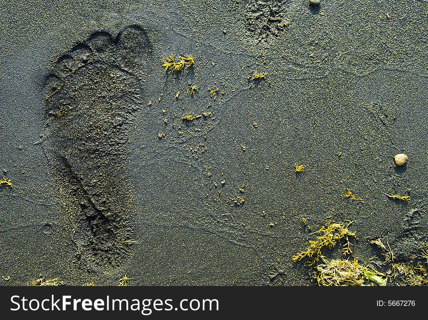 Foot track on the sand
