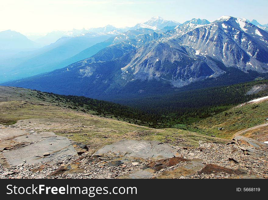 Snow mountain ranges from Mountain Whistler Jasper National Park Alberta Canada