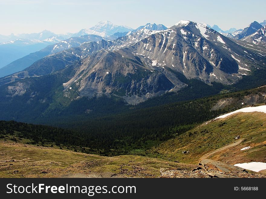 Snow ranges on the top of Mountain Whistler Jasper National Park Alberta Canada