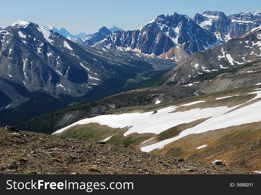 Snow ranges on the top of Mountain Whistler Jasper National Park Alberta Canada. Snow ranges on the top of Mountain Whistler Jasper National Park Alberta Canada