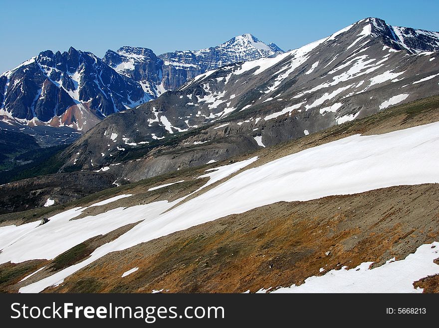 Snow mountain ranges from Mountain Whistler Jasper National Park Alberta Canada