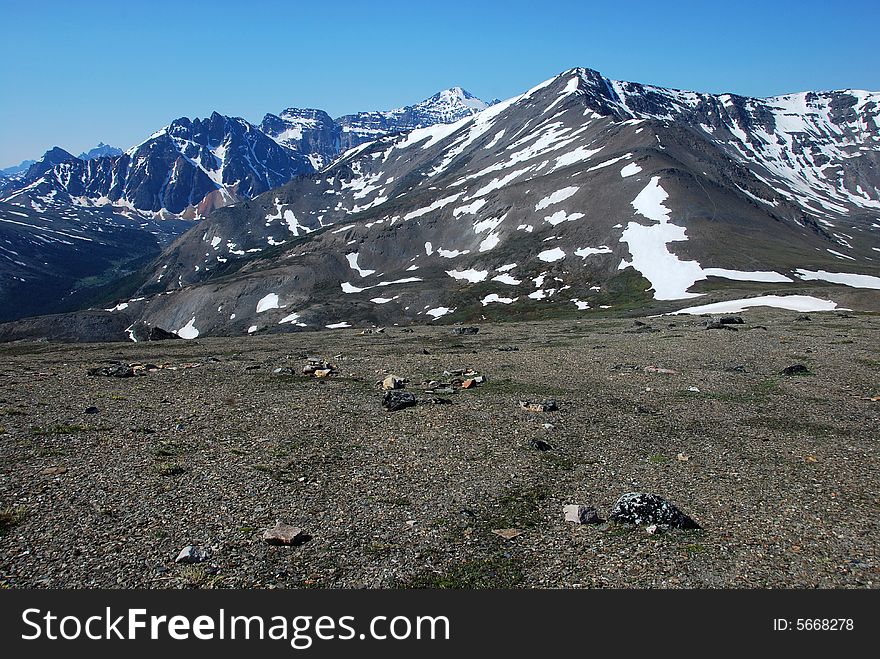 Snow mountain ranges from Mountain Whistler Jasper National Park Alberta Canada