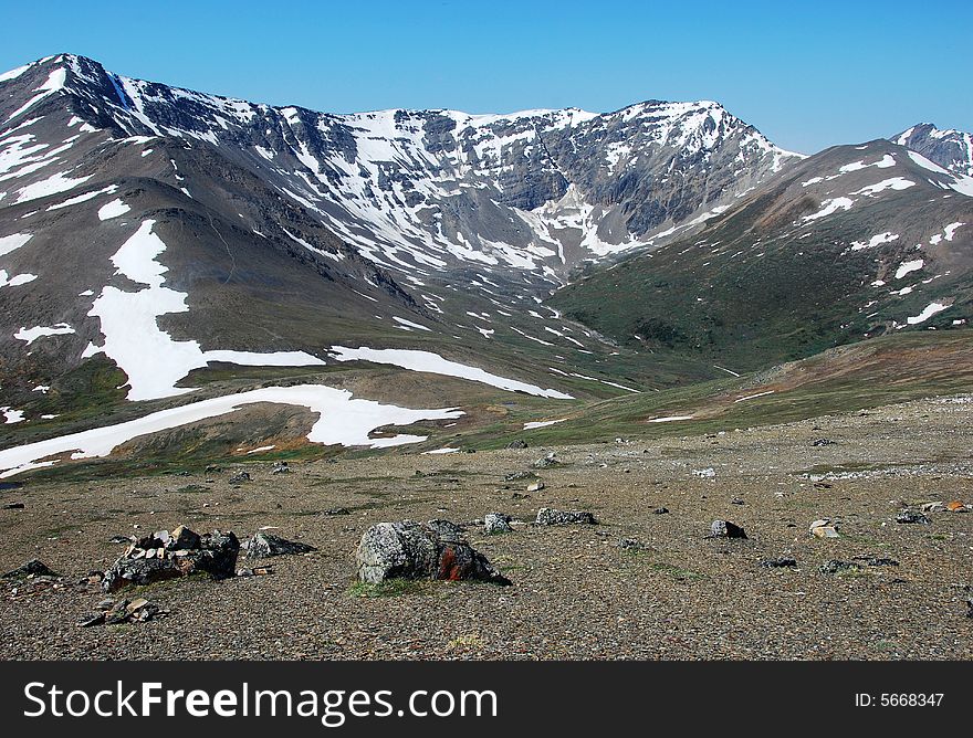 Snow ranges on the top of Mountain Whistler Jasper National Park Alberta Canada