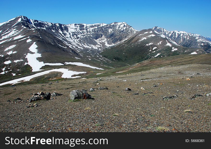 Snow mountain ranges from Mountain Whistler Jasper National Park Alberta Canada