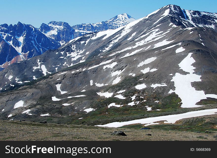 Snow mountain ranges from Mountain Whistler Jasper National Park Alberta Canada