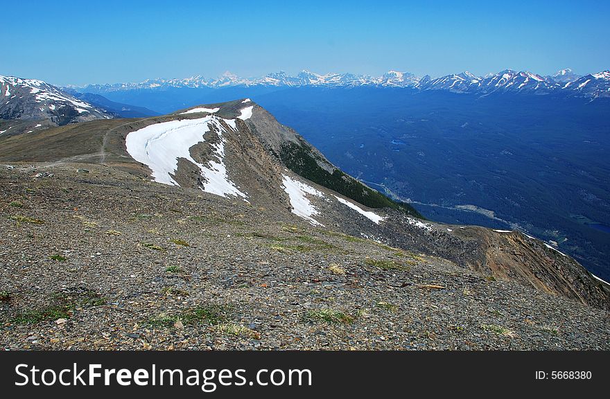 Snow ranges on the top of Mountain Whistler Jasper National Park Alberta Canada