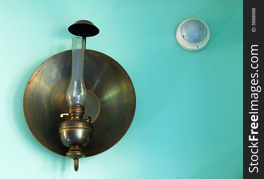 A kerosene lamp and an annunciator