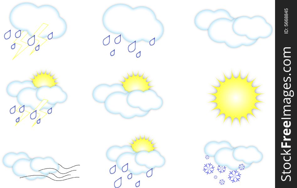 Multiple icons for weather conditions. Multiple icons for weather conditions