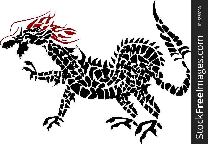 Vector illustration of a red headed dragon
