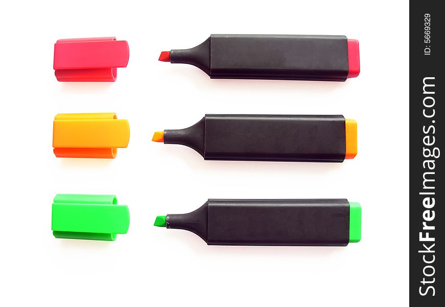 Three markers on a white background 3. Three markers on a white background 3